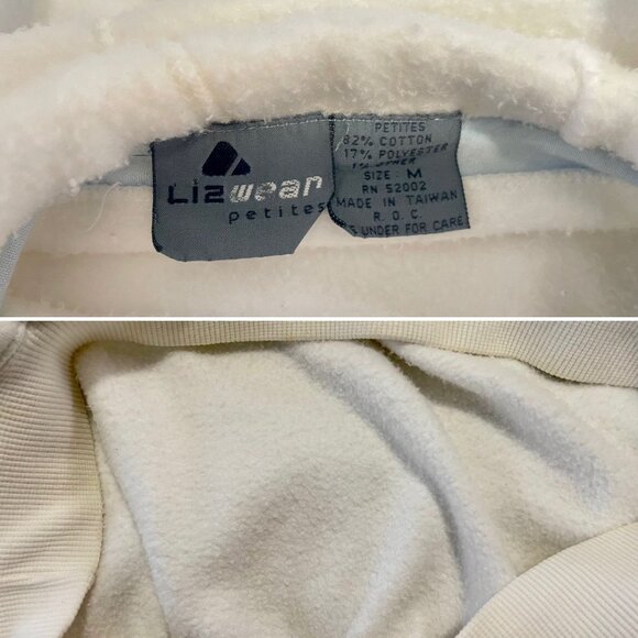 Vintage 1980s Hoodie Sweatshirt by Liz Wear size M white & blue retro fashion. - Picture 7 of 10